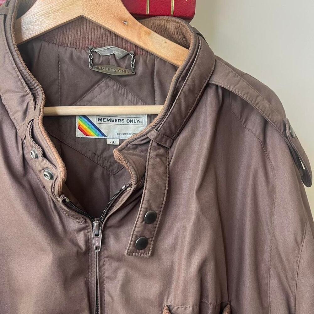 Vintage 80s Brown Members Only Jacket Rare Made in Korea Production Size 46